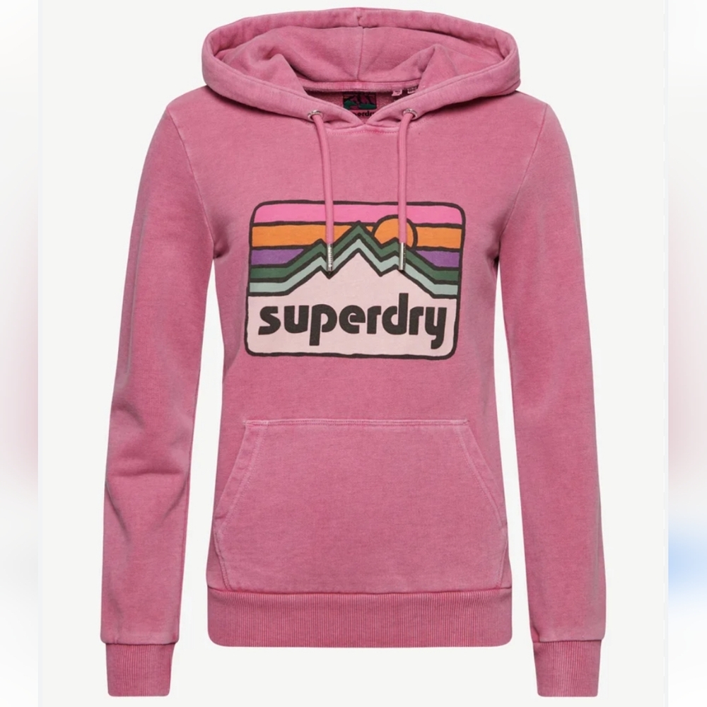 WOMEN'S SUPERDRY ADVENTUREWEAR RASPBERRY SWEATSHIRT SWEATER HOODIE SZ 10 $85